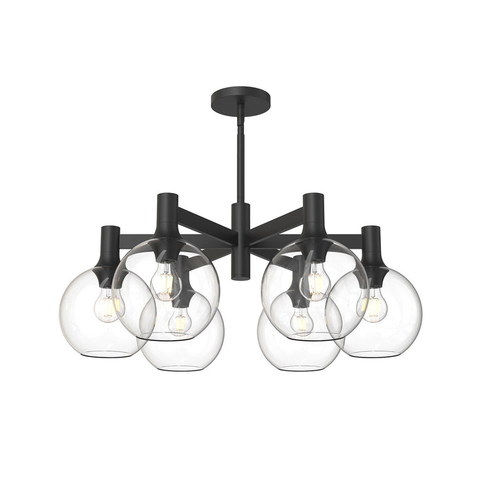 Alora CH506230MBCL Six Light Chandelier, Clear Glass/Matte Black