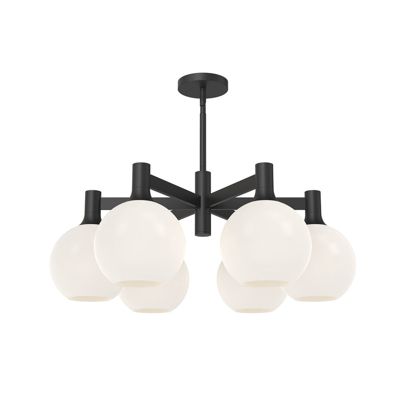 Alora CH506230MBOP Six Light Chandelier, Matte Black/Opal Matte Glass