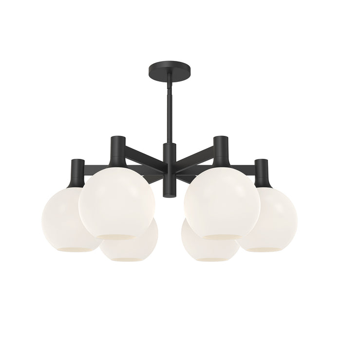 Alora CH506230MBOP Six Light Chandelier, Matte Black/Opal Matte Glass
