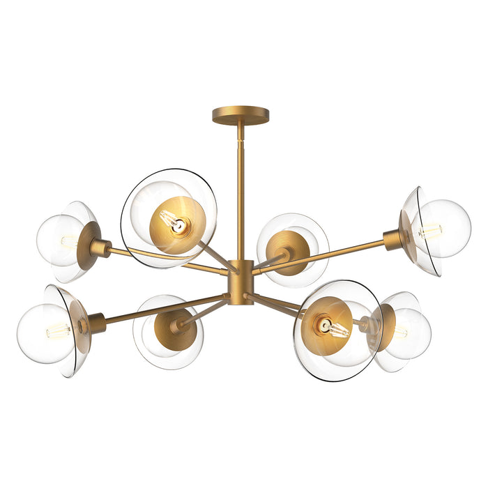 Alora CH517338AGCL Eight Light Chandelier, Aged Gold/Clear Glass