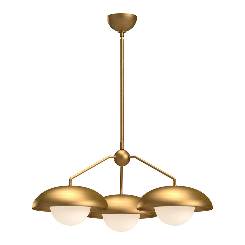 Alora CH522328AGOP Three Light Chandelier, Aged Gold/Opal Matte Glass