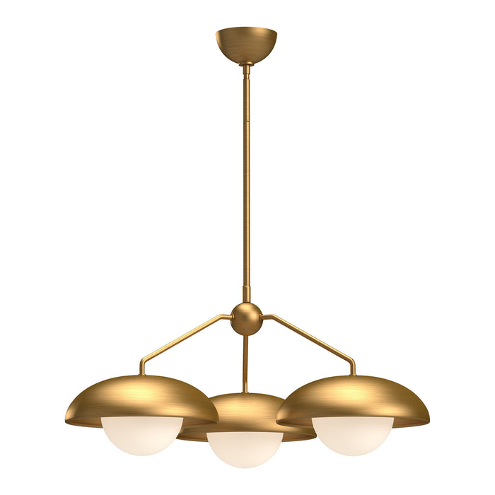 Alora CH522328AGOP Three Light Chandelier, Aged Gold/Opal Matte Glass