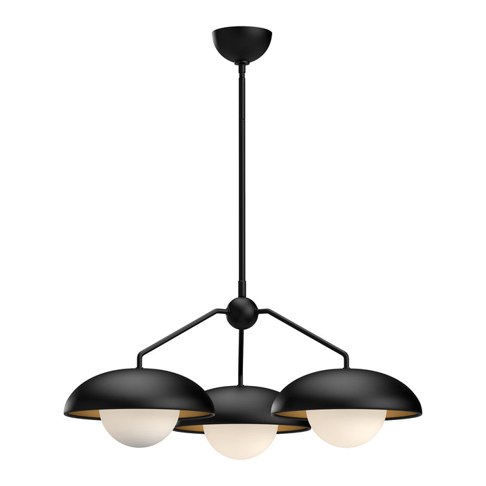 Alora CH522328MBOP Three Light Chandelier, Matte Black/Opal Matte Glass