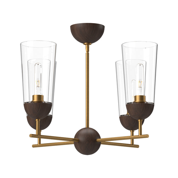 Alora CH542324AGWT Four Light Chandelier, Aged Gold/Walnut