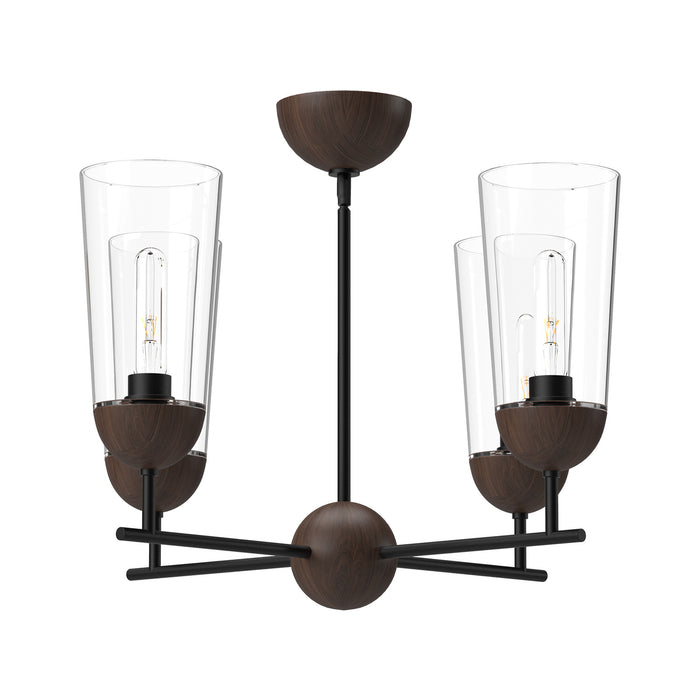 Alora CH542324MBWT Four Light Chandelier, Matte Black/Walnut