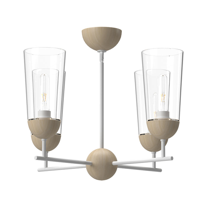 Alora CH542324WHWK Four Light Chandelier, White/White Oak