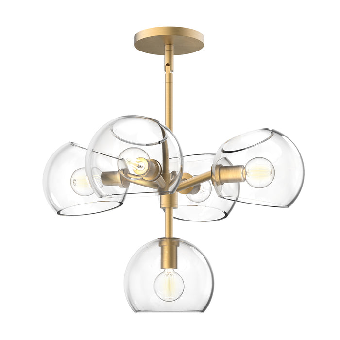 Alora CH548518BGCL Five Light Chandelier, Brushed Gold/Clear Glass
