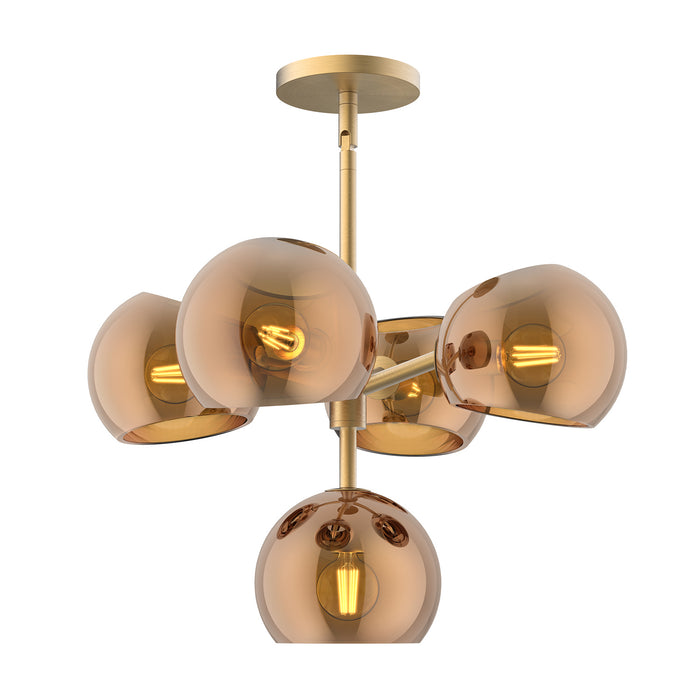Alora CH548518BGCP Five Light Chandelier, Brushed Gold/Copper Glass