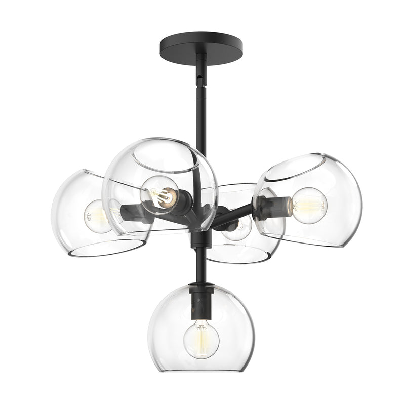 Alora CH548518MBCL Five Light Chandelier, Clear Glass/Matte Black