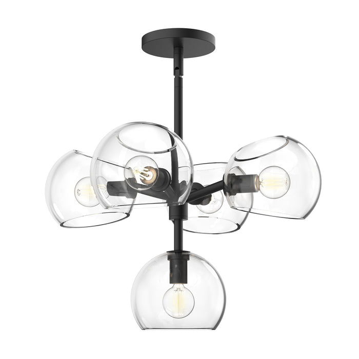 Alora CH548518MBCL Five Light Chandelier, Clear Glass/Matte Black