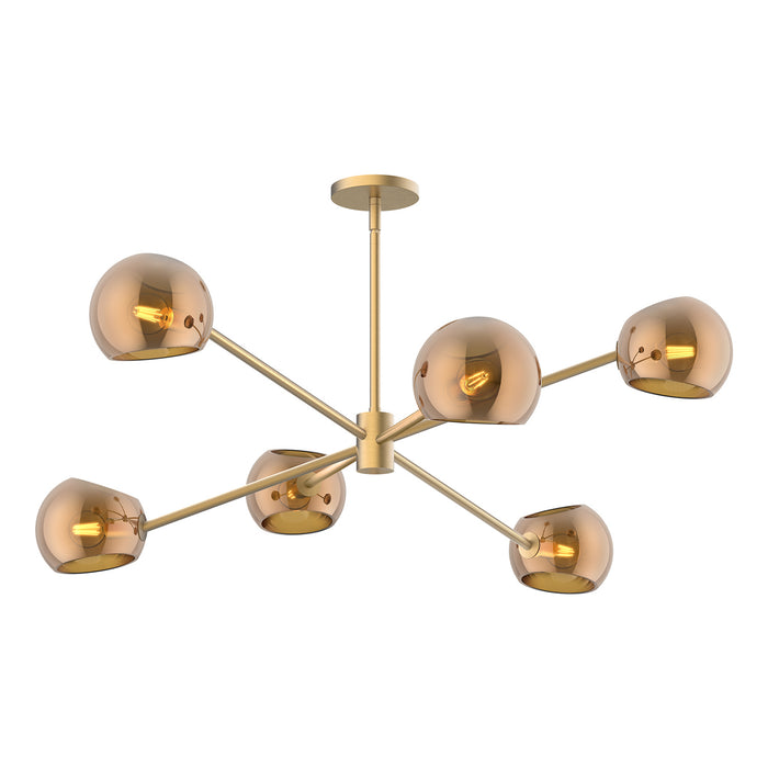 Alora CH548637BGCP Six Light Chandelier, Brushed Gold/Copper Glass