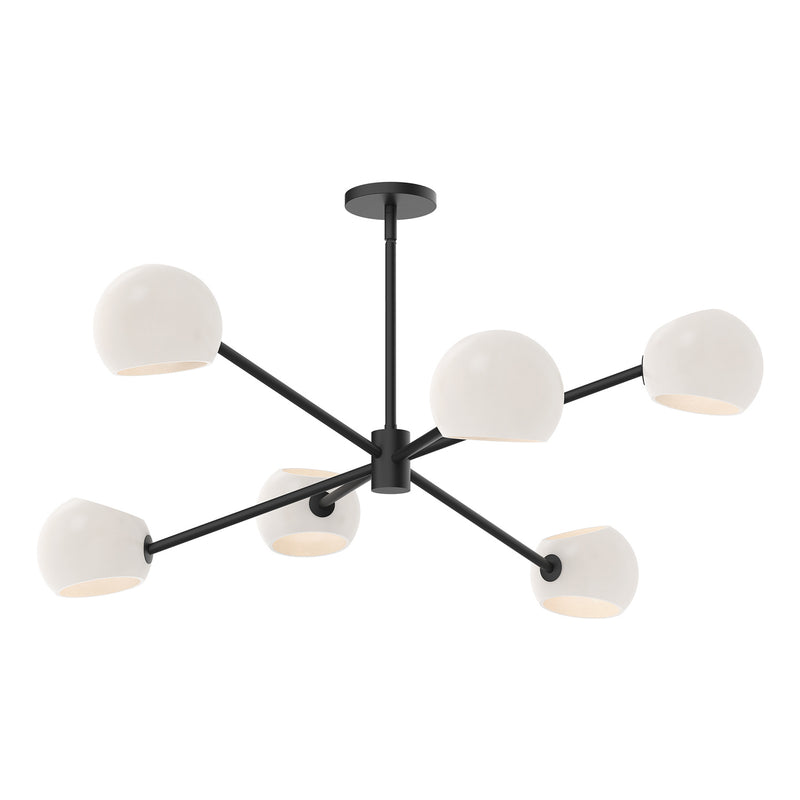 Alora CH548637MBOP Six Light Chandelier, Matte Black/Opal Matte Glass