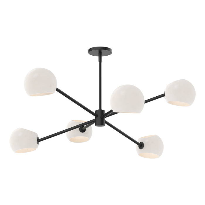 Alora CH548637MBOP Six Light Chandelier, Matte Black/Opal Matte Glass