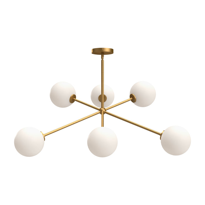 Alora CH549640AGOP Six Light Chandelier, Aged Gold/Opal Matte Glass