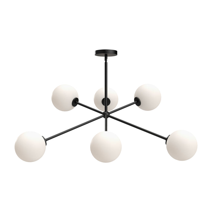 Alora CH549640MBOP Six Light Chandelier, Matte Black/Opal Matte Glass