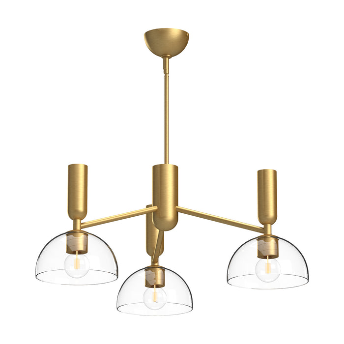 Alora CH563335BGCL Three Light Chandelier, Brushed Gold/Clear Glass