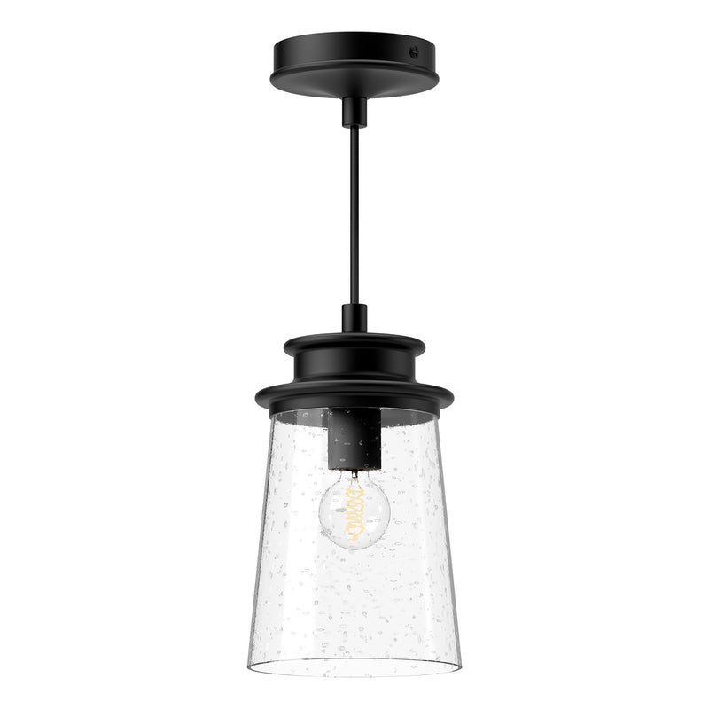 Alora EP533006BKCB One Light Exterior Pendant, Clear Bubble Glass/Textured Black