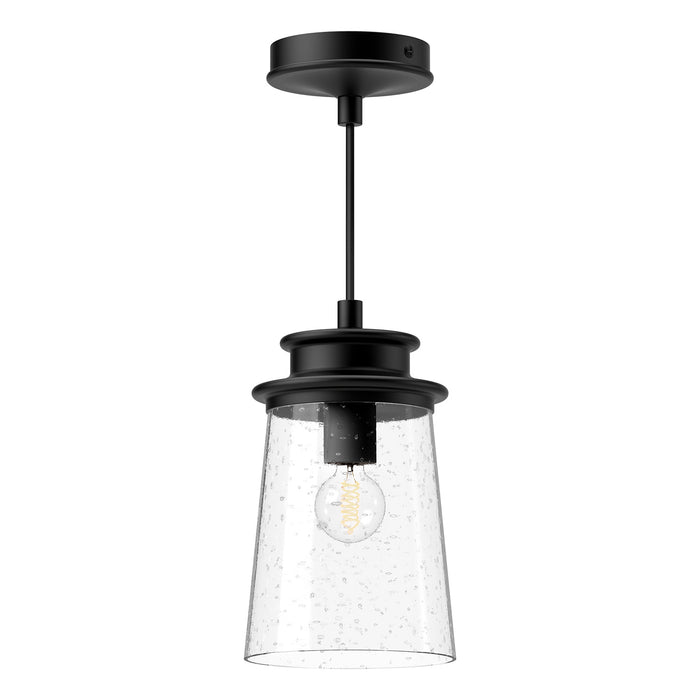 Alora EP533006BKCB One Light Exterior Pendant, Clear Bubble Glass/Textured Black