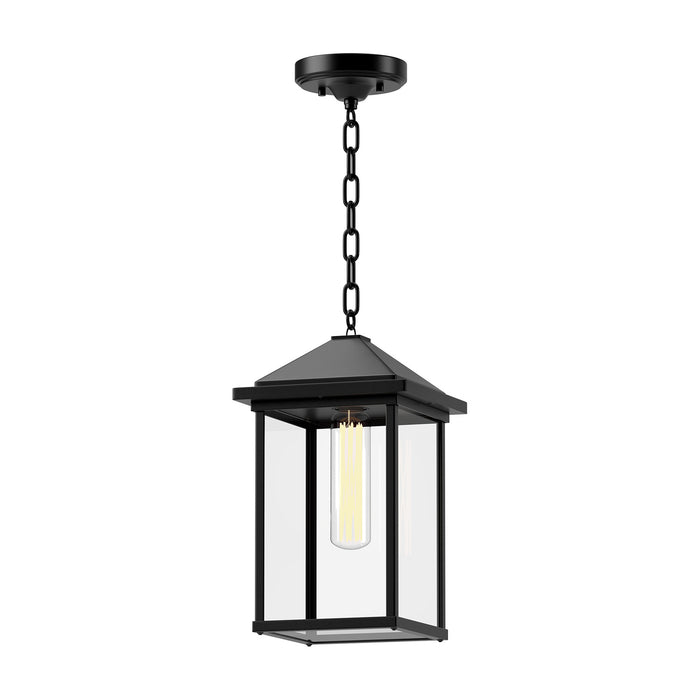 Alora EP552009BKCL One Light Exterior Pendant, Clear Glass/Textured Black