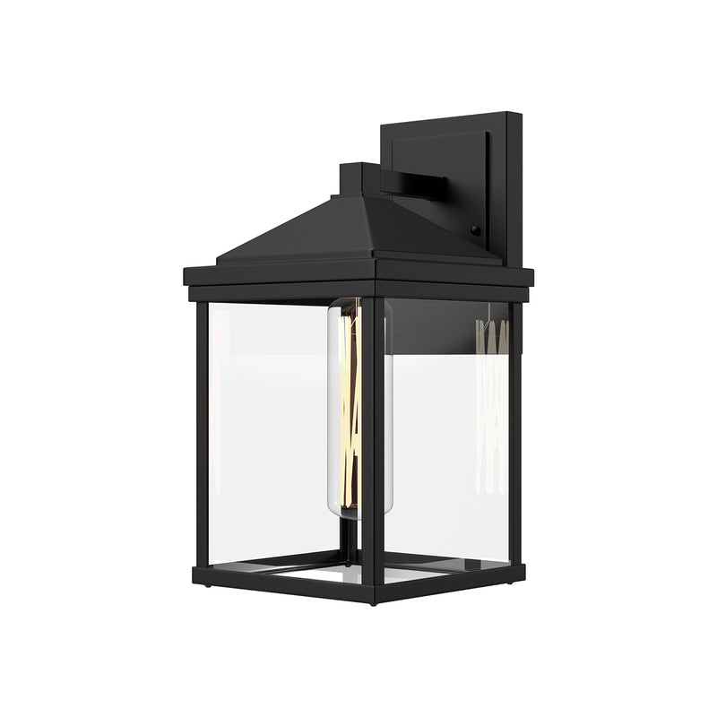 Alora EW552009BKCL One Light Exterior Wall Mount, Clear Glass/Textured Black