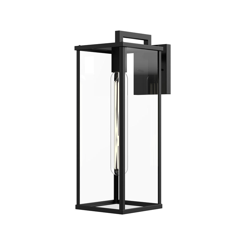 Alora EW652707BKCL One Light Exterior Wall Mount, Clear Glass/Textured Black