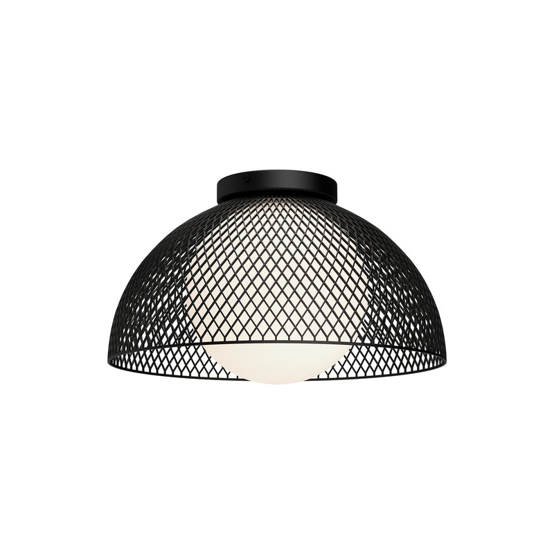 Alora FM402513MBOP One Light Flush Mount, Matte Black/Opal Matte Glass
