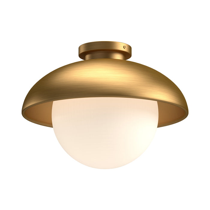 Alora FM522012AGOP One Light Flush Mount, Aged Gold/Opal Matte Glass