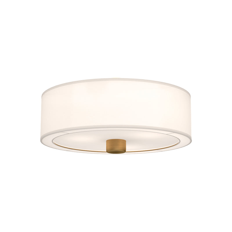 Alora FM547924AGWL Three Light Flush Mount, Aged Gold/White Linen