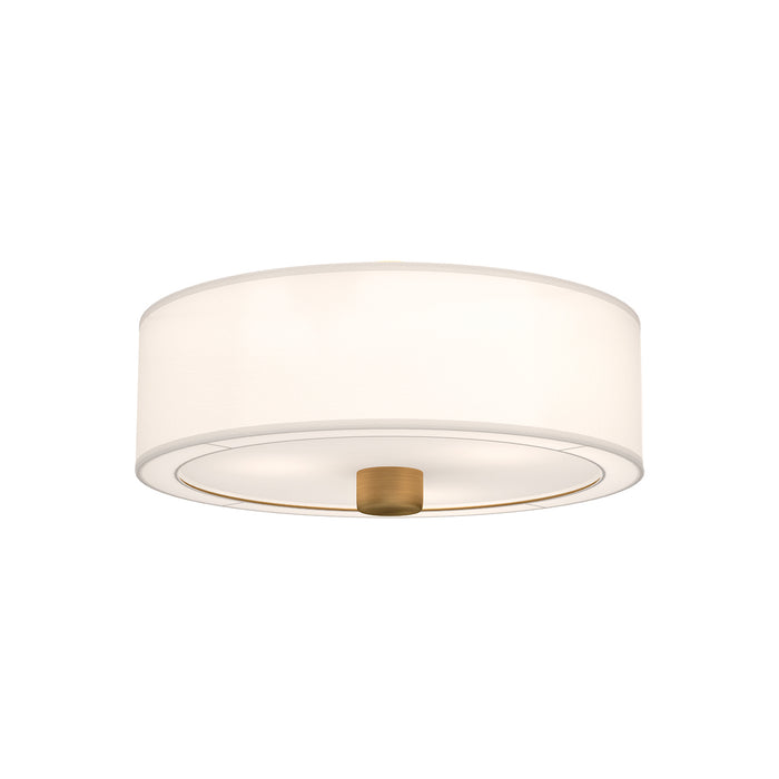 Alora FM547924AGWL Three Light Flush Mount, Aged Gold/White Linen