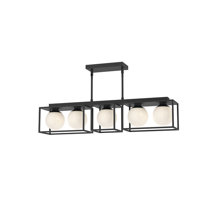 Alora LP519535MBOP Five Light Linear Pendant, Matte Black/Opal Matte Glass