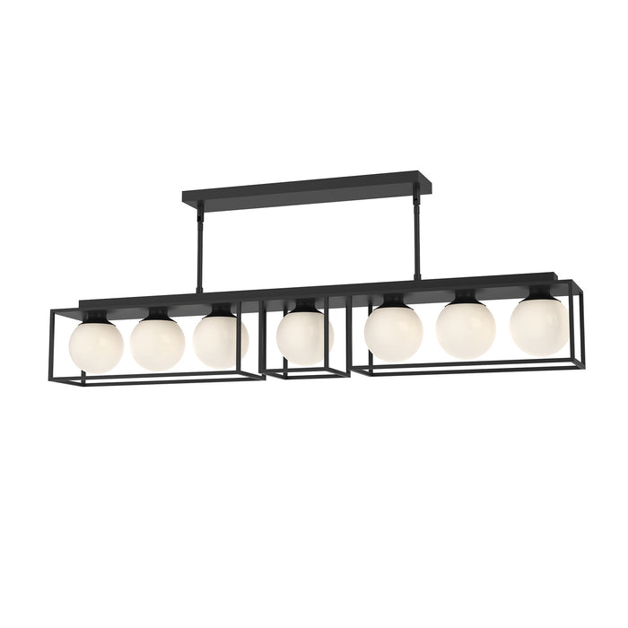 Alora LP519748MBOP Seven Light Linear Pendant, Matte Black/Opal Matte Glass