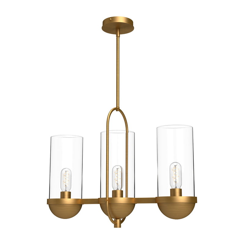 Alora LP539024AGCL Three Light Linear Pendant, Aged Gold/Clear Glass