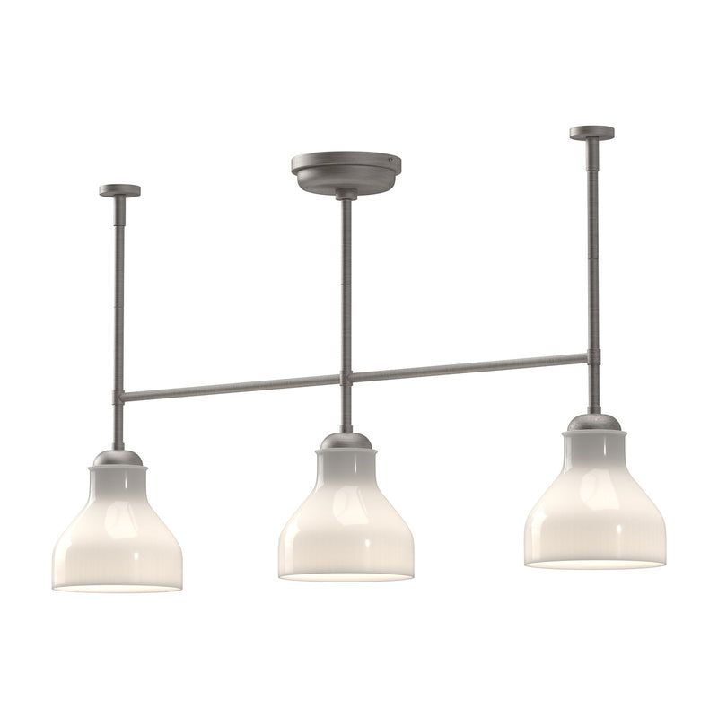 Alora LP540334BNGO Three Light Linear Pendant, Brushed Nickel/Glossy Opal Glass