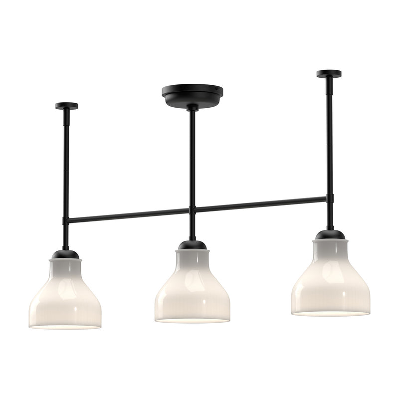 Alora LP540334MBGO Three Light Linear Pendant, Glossy Opal Glass/Matte Black