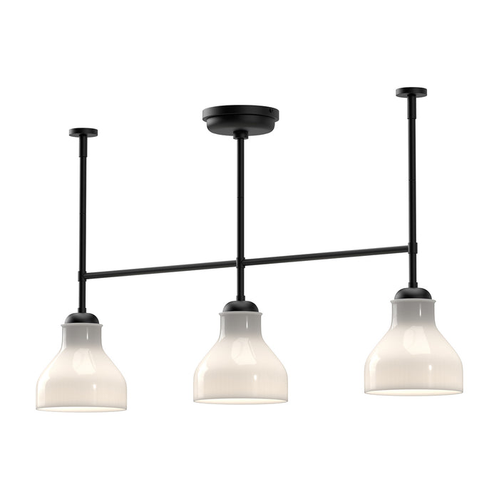 Alora LP540334MBGO Three Light Linear Pendant, Glossy Opal Glass/Matte Black
