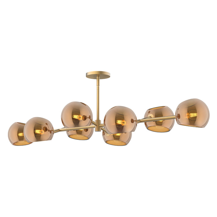 Alora LP548848BGCP Eight Light Linear Pendant, Brushed Gold/Copper Glass