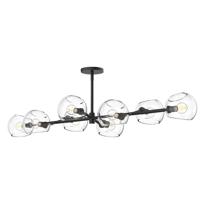 Alora LP548848MBCL Eight Light Linear Pendant, Clear Glass/Matte Black