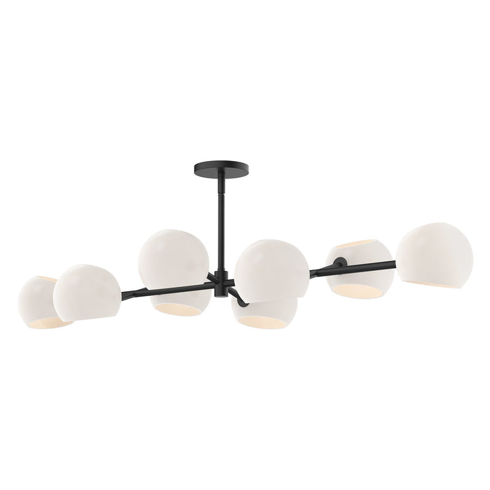 Alora LP548848MBOP Eight Light Linear Pendant, Matte Black/Opal Matte Glass