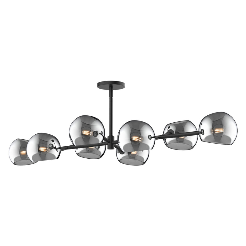 Alora LP548848MBSM Eight Light Linear Pendant, Matte Black/Smoked Solid Glass