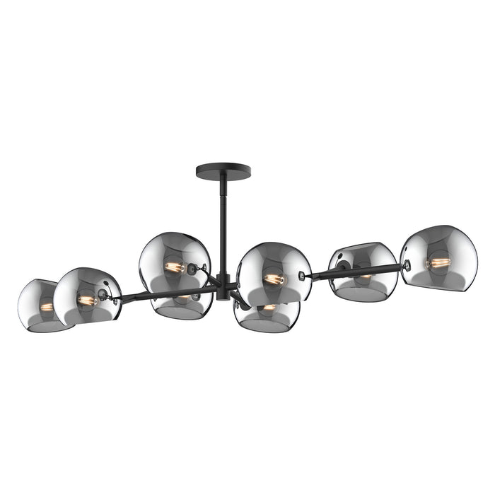 Alora LP548848MBSM Eight Light Linear Pendant, Matte Black/Smoked Solid Glass