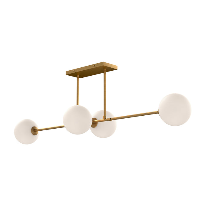 Alora LP549448AGOP Four Light Linear Pendant, Aged Gold/Opal Matte Glass