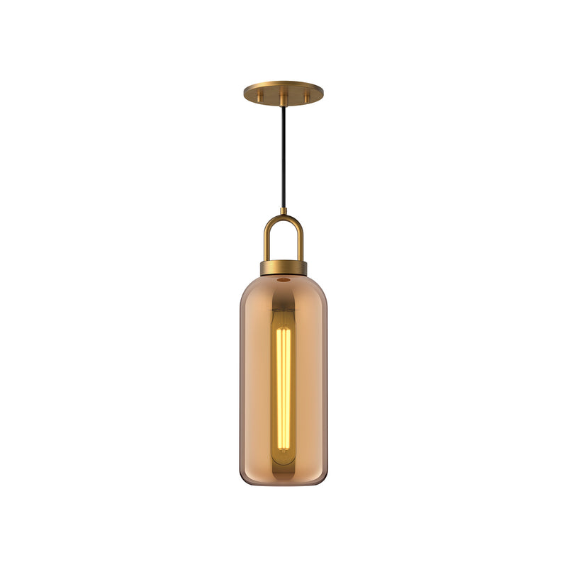Alora PD401505AGCP One Light Pendant, Aged Gold/Copper Glass