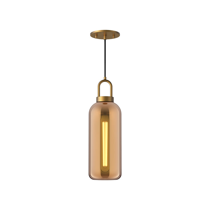 Alora PD401505AGCP One Light Pendant, Aged Gold/Copper Glass