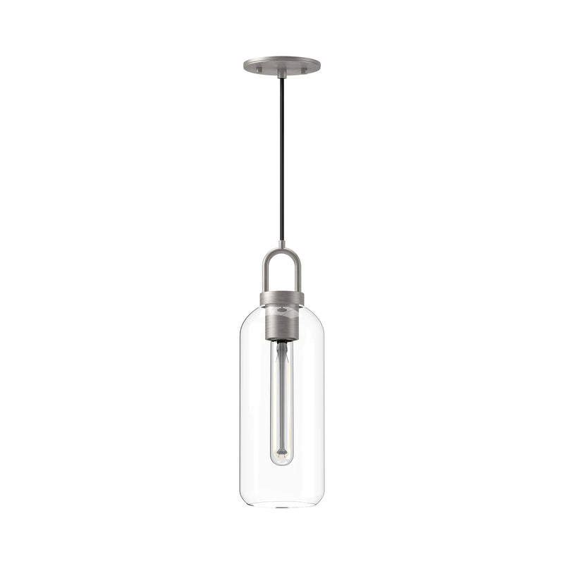 Alora PD401505BNCL One Light Pendant, Brushed Nickel/Clear Glass