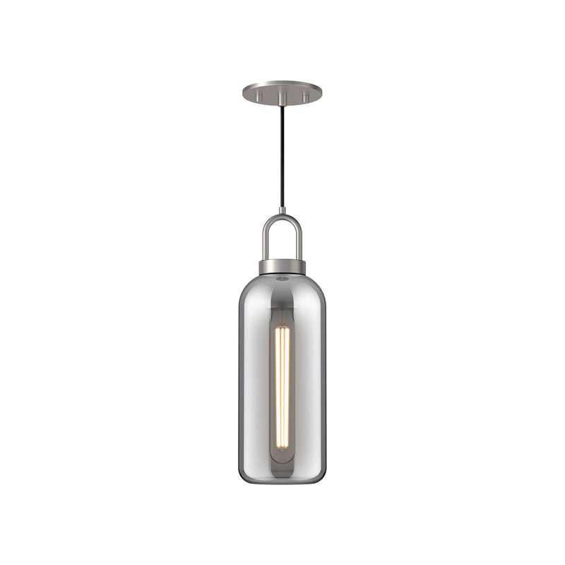 Alora PD401505BNSM One Light Pendant, Brushed Nickel/Smoked Solid Glass
