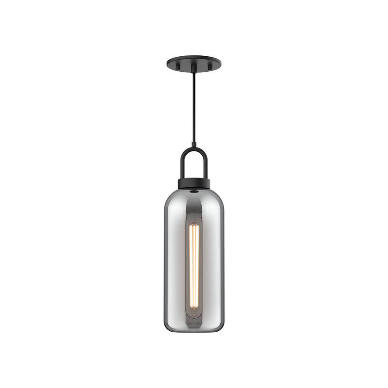 Alora PD401505MBSM One Light Pendant, Matte Black/Smoked Solid Glass