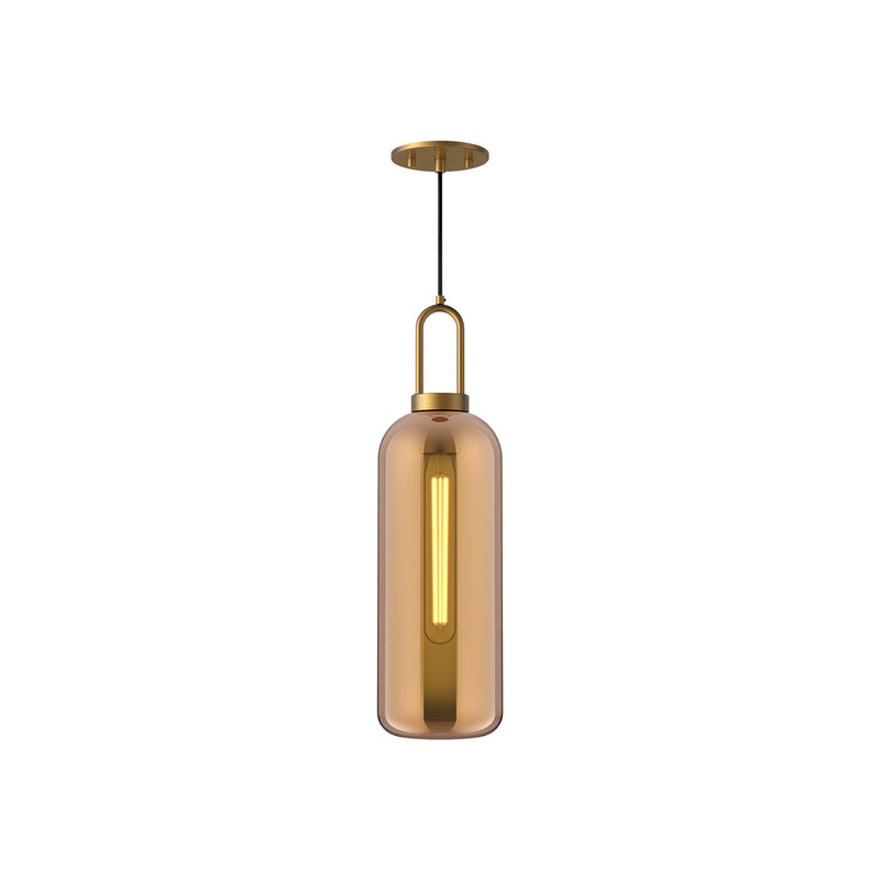 Alora PD401606AGCP One Light Pendant, Aged Gold/Copper Glass