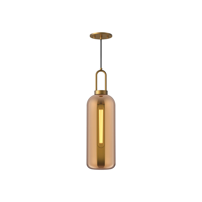 Alora PD401606AGCP One Light Pendant, Aged Gold/Copper Glass