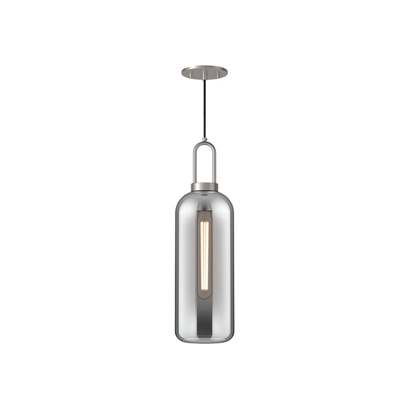Alora PD401606BNSM One Light Pendant, Brushed Nickel/Smoked Solid Glass