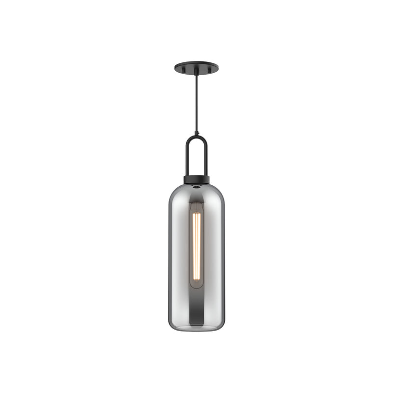 Alora PD401606MBSM One Light Pendant, Matte Black/Smoked Solid Glass